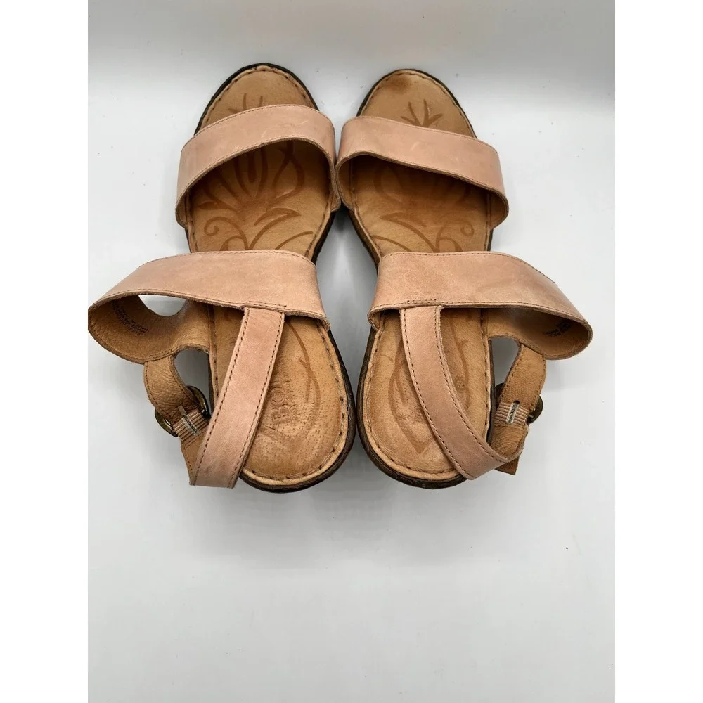 Born Women Nude Leather Wedge Sandals D91516 CCL15 Tan Slingback Size 11M
